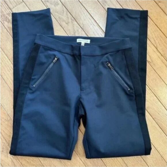 Rebecca Taylor Ava Techy Navy Pants with Tuxedo Black Stripe Size 4 - Picture 5 of 11